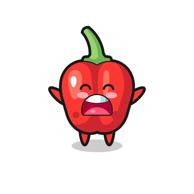 Cute red bell pepper mascot with a yawn expression , cute style design for t shirt, sticker, logo element