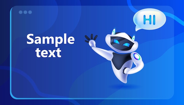 cute robot cyborg with hi speech chat bubble communication chatbot customer service artificial intelligence technology concept full length horizontal vector illustration