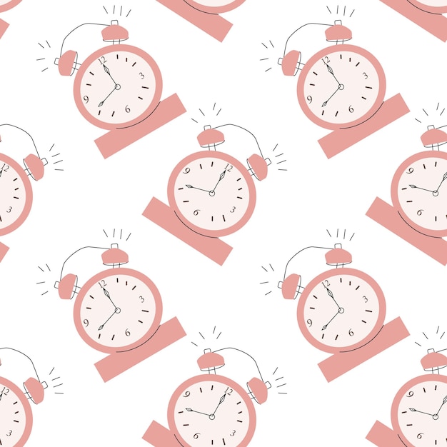 Cute school pattern with alarm