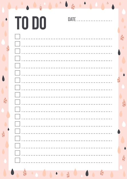 cute to do list template with check and place for thing and date in scandinavian style
