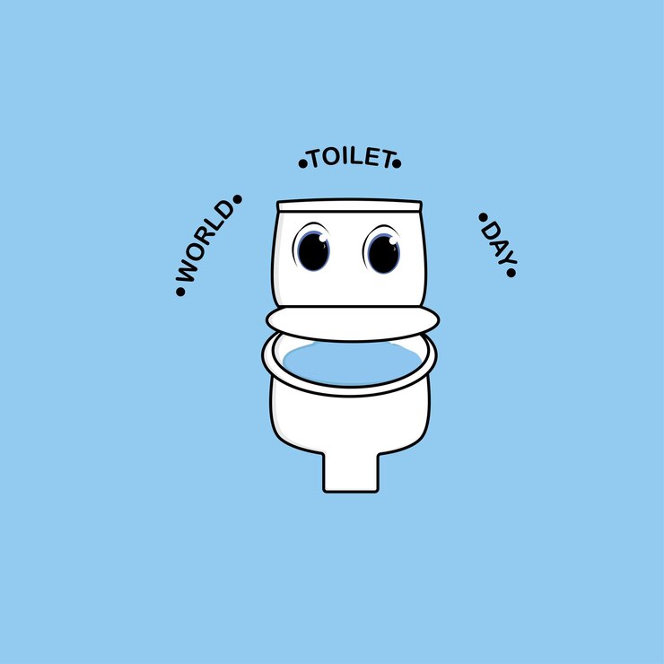 Cute toilet.World toilet day text design