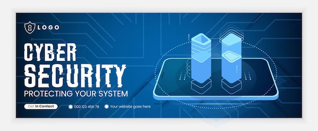 Cyber security modern Facebook cover book cover or Cyber icon template