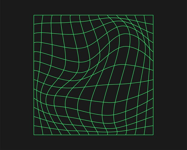 cyberpunk perspective grid cyber geometry y2k element isolated style on black background