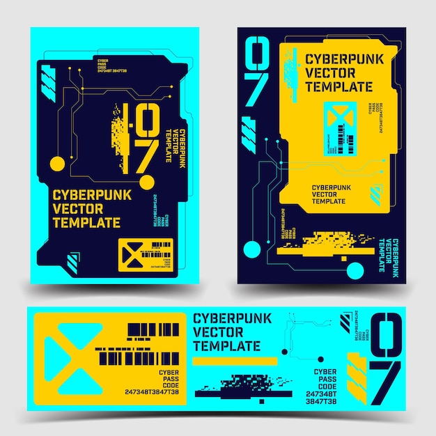 cyberpunk vector template with digital 07 and tech elements