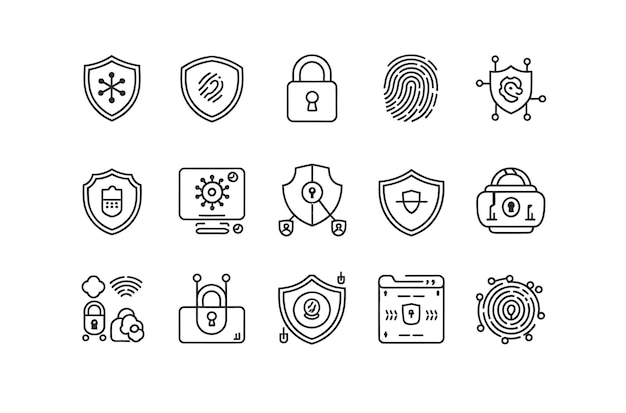 Cybersecurity and Data Protection Icons