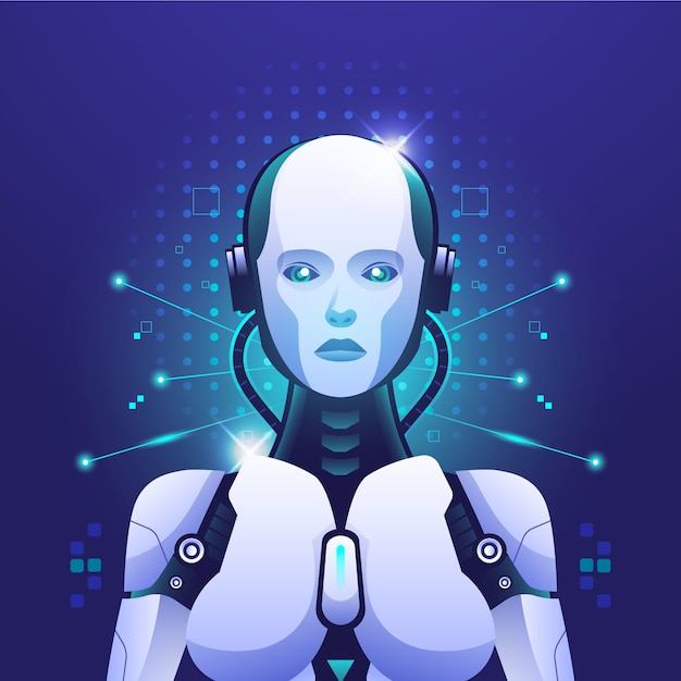 Cyborg illustration in gradient style