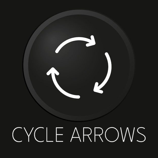 Cycle arrows minimal vector line icon on 3D button isolated on black background Premium Vector