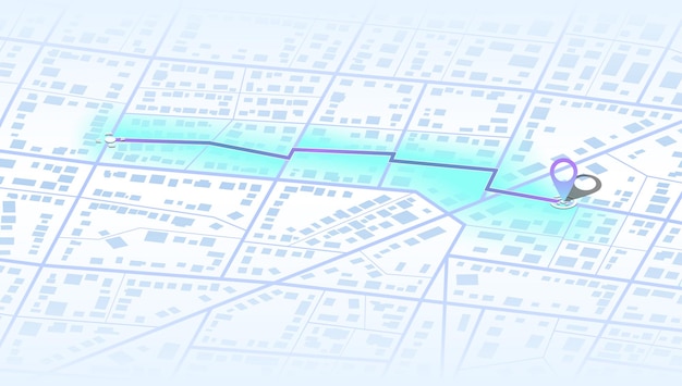 d illustration map street town buildings modern urban houses road direction in digital gps