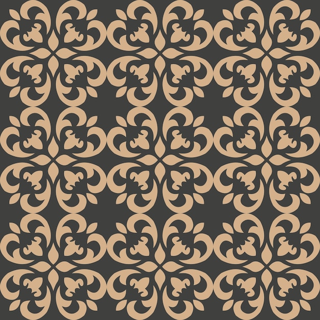 Damask seamless retro pattern background spiral curve cross leaf flower kaleidoscope.