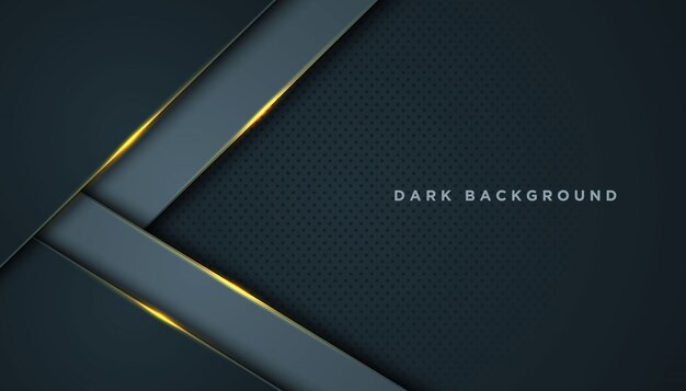 dark abstract background with black overlap layers. texture with golden effect element decoration.