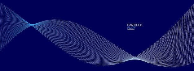 Dark blue airy particles flow vector design abstract background with wave of flowing dots array digital futuristic illustration nano technology theme