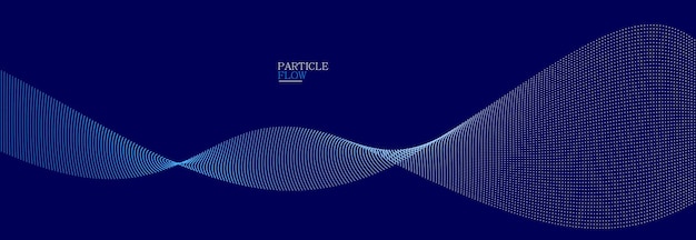 Dark blue airy particles flow vector design abstract background with wave of flowing dots array digital futuristic illustration nano technology theme