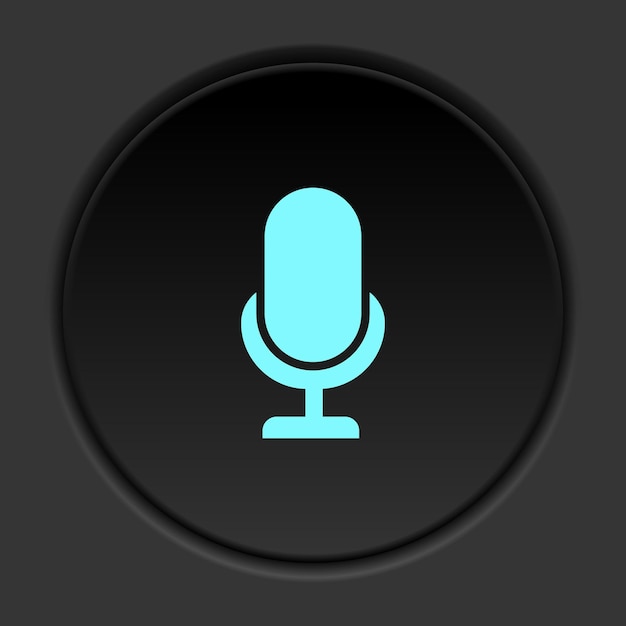dark button icon microphone button banner round badge interface for application illustration on darken background