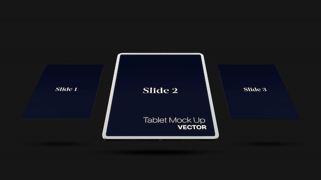 dark digital tablet mock up isolated on black background. modern tablet mockup
