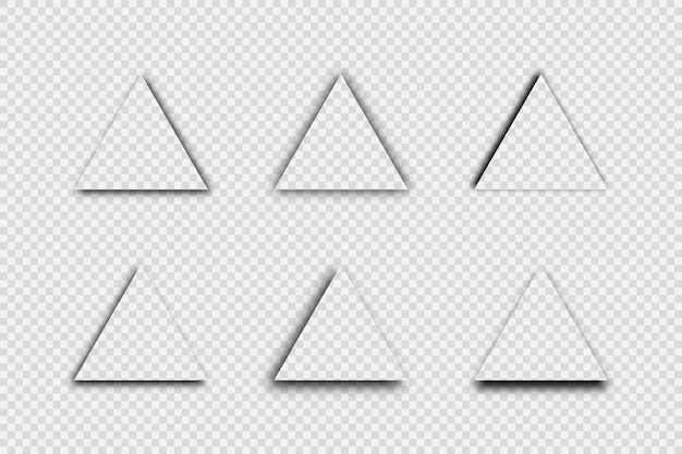 Dark transparent realistic shadow Set of six triangular shadows isolated on transparent background Vector illustration