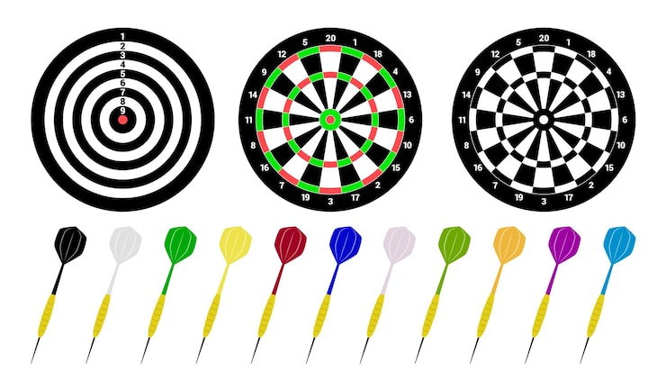 Vektor dartboards with colorful darts vector illustration