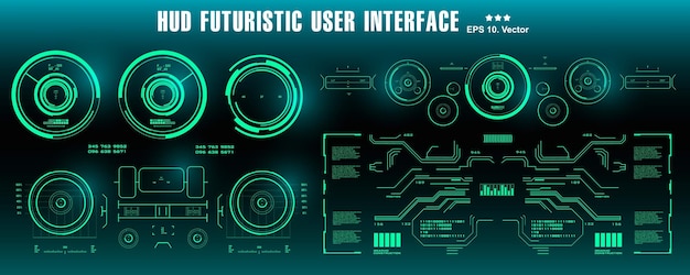 dashboard display virtual reality technology screen hud futuristic green user interface target