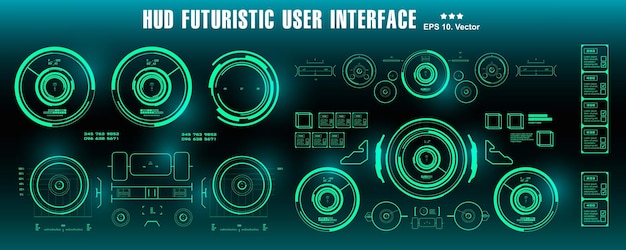 dashboard display virtual reality technology screen hud futuristic green user interface target