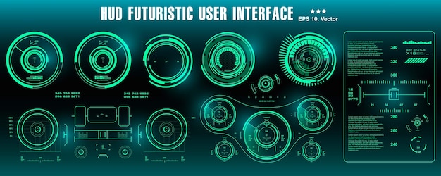 dashboard display virtual reality technology screen hud futuristic green user interface target