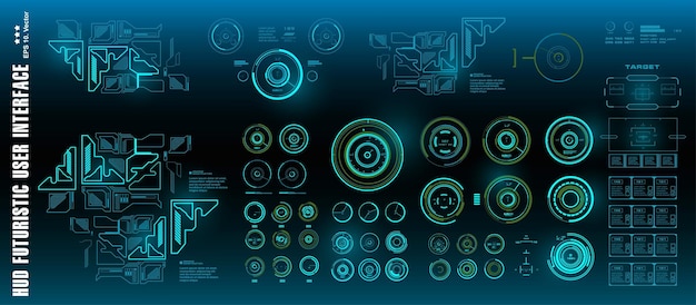 dashboard display virtual reality technology screen hud futuristic green user interface target
