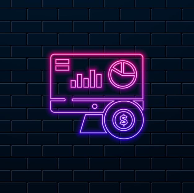 data analysis vector icon neon styleDollar with diagram denoting financial graph concept icon busine