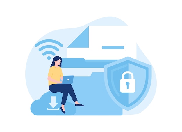 Data entry security trending concept flat illustration
