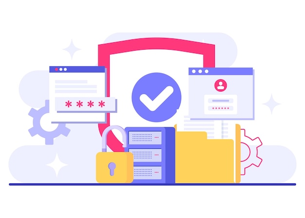 Data protection flat illustration vector template Cyber security Network security
