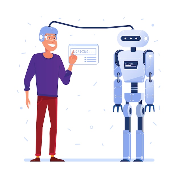 Data transfer from human brain to robot.