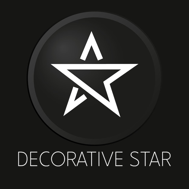 Decorative star minimal vector line icon on 3D button isolated on black background Premium Vector