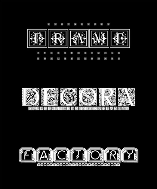Decorative Tiles Set Creative Vector Blocks Display Alphabet Fonts Design Pack Vector Illustration