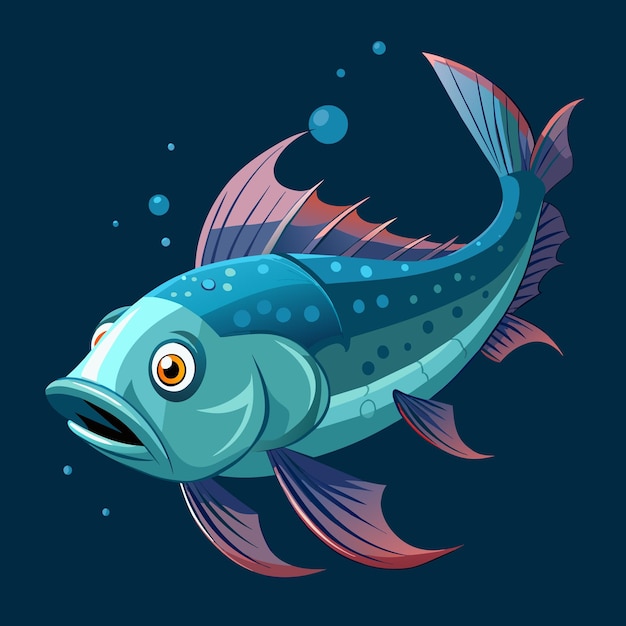 deep sea fish vector graphics illustration EPS source file format lossless scaling icon design
