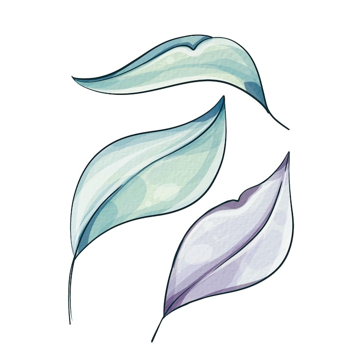 Vektor delicate watercolor leaves float softly showcasing a palette of cool tones that evoke calmness and