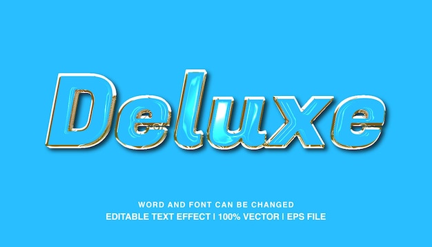 Deluxe editable text effect template blue gold luxury style typeface