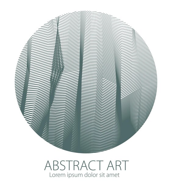 Design artistic element of great lines surface texture in a shape of circle. Vector abstract 3d perspective background for layouts, posters, banners, print and web. Trendy and cool.