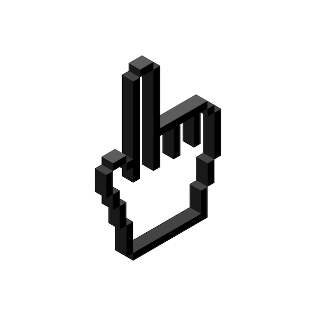 Design cursor hand icon in isometric 3d style isolated on white background