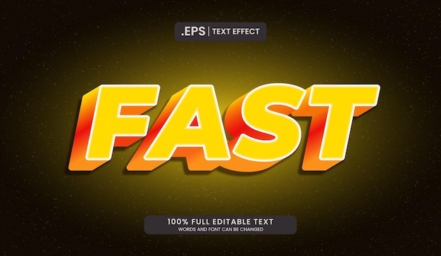 Design editable text effect fast in 3d bold with glowing color