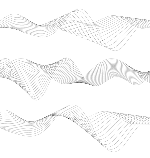 design elements wave of many gray lines abstract wavy stripes on white background isolated