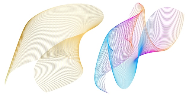 design elements wave of many purple gold lines circle ring abstract vertical wavy stripes on white background isolated vector illustration eps 10