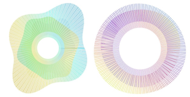 design elements wave of many purple lines and rays circle ring abstract vertical wavy stripes