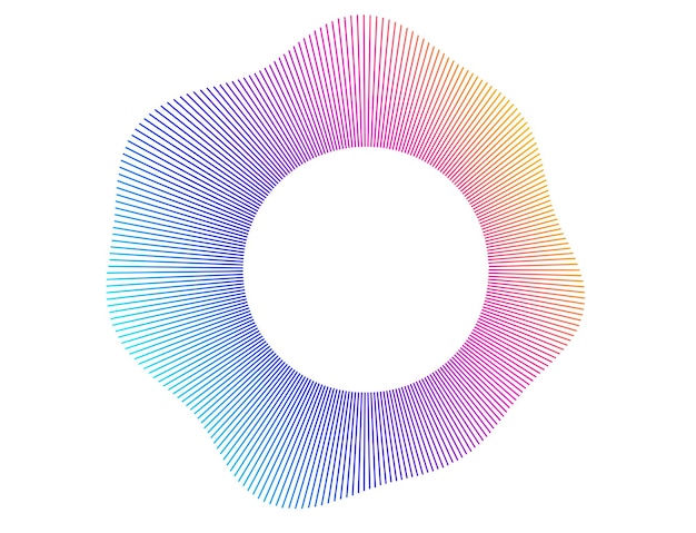 Designelementer. Bølge av mange lilla linjer i sirkel. Abstrakt vertikale bølgete striper på hvit bakgrunn isolert. Vektorillustrasjon EPS 10. Fargerike bølger med linjer laget ved hjelp av Blend Tool