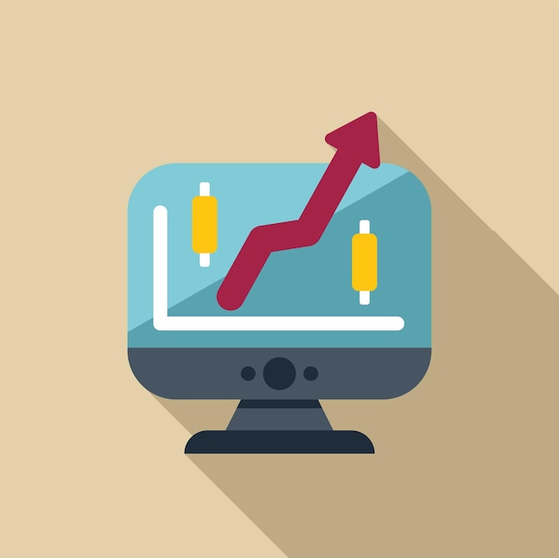 Desktop computer showing growing trend chart with candlestick chart