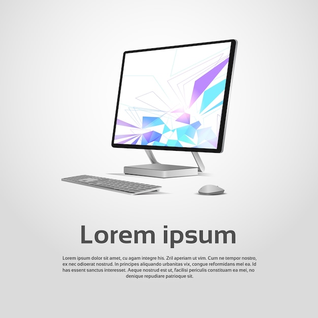 desktop logo modern computer workstation icon vector illustration