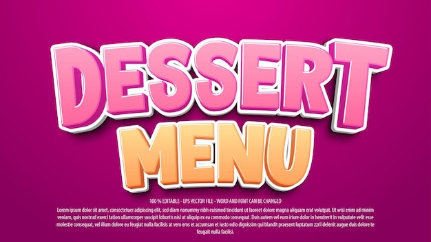 dessert 3d cartoon style editable text effect
