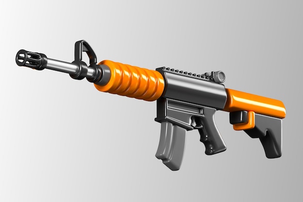 Detailed weapon with magazine Realistic orange and black rifle Modern weapons