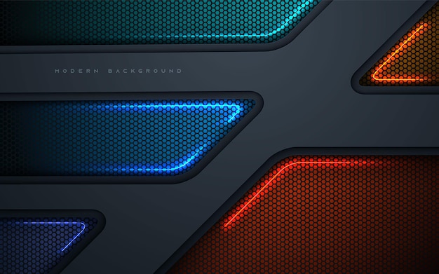 Diagonal black dimension background with colorful light effect decoration
