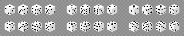 Dice collection. Game dice in isometric design. Vector 3d icon