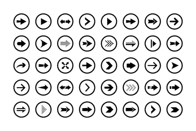 Different arrows set for UI, UX, GUI. Vector arrow for concept interface, web and mobile apps.