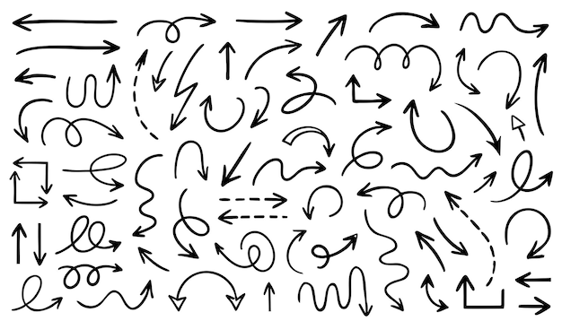 Different hand drawn arrow element collection design
