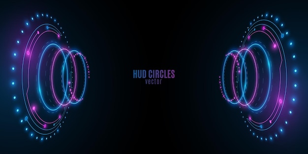 Digital 3d HUD circles background Scifi elements with light effect for your technology design Vector illustration