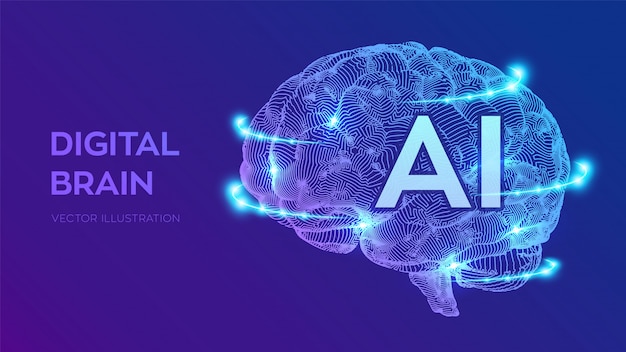 digital brain. artificial intelligence virtual emulation science technology.